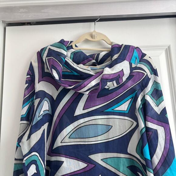 Gretchen Scott Women’s Cowl Neck Geometric Tunic Top Artsy Art2wear Purple XXL - Picture 2 of 11